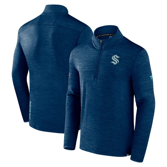 Men's Fanatics Deep Sea Blue Seattle Kraken Authentic Pro Quarter-Zip Pullover Top