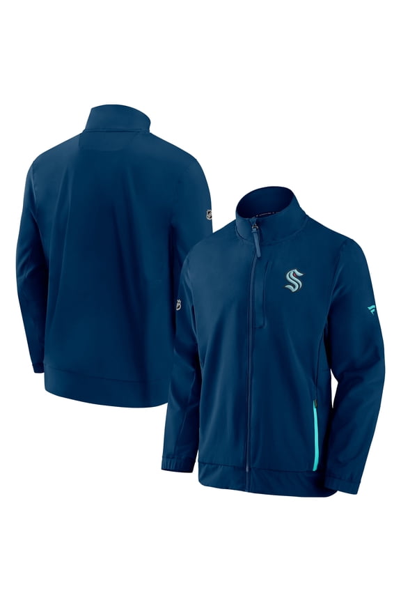 Men's Fanatics Deep Sea Blue Seattle Kraken Authentic Pro Rink Coaches Full-Zip Jacket