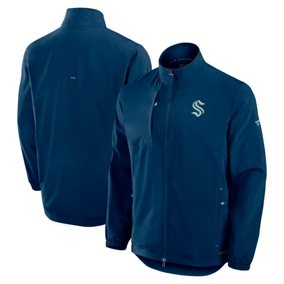Men's Fanatics Deep Sea Blue Seattle Kraken Authentic Pro Rink Coaches Full-Zip Jacket