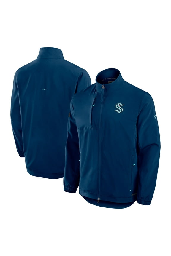 Men's Fanatics Deep Sea Blue Seattle Kraken Authentic Pro Rink Coaches Full-Zip Jacket