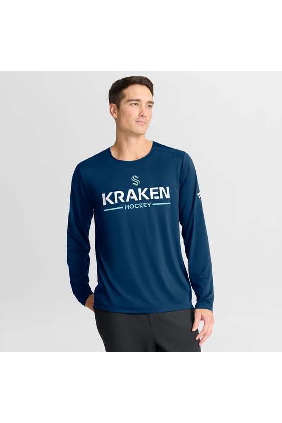 Men's Fanatics Navy Seattle Kraken Authentic Pro Rink Tech Long Sleeve T-Shirt