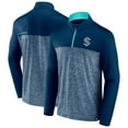 thumbnail image 1 of Men's Fanatics Deep Sea Blue Seattle Kraken Iconic Defender Quarter-Zip Jacket, 1 of 3