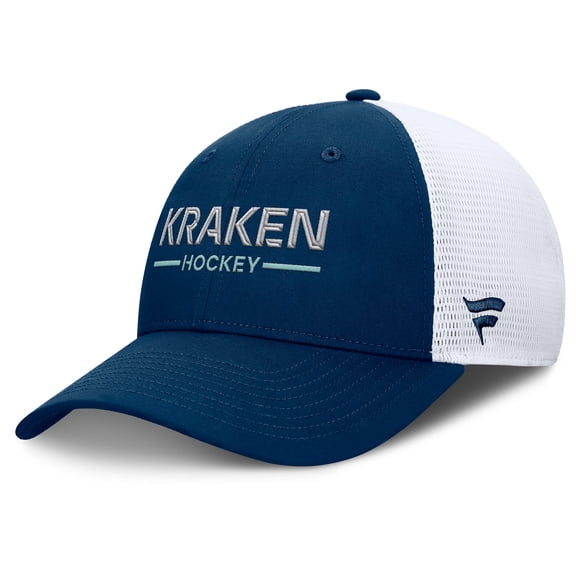 Men's Fanatics Deep Sea Blue/White Seattle Kraken Authentic Pro Rink Lockup Adjustable Trucker Hat