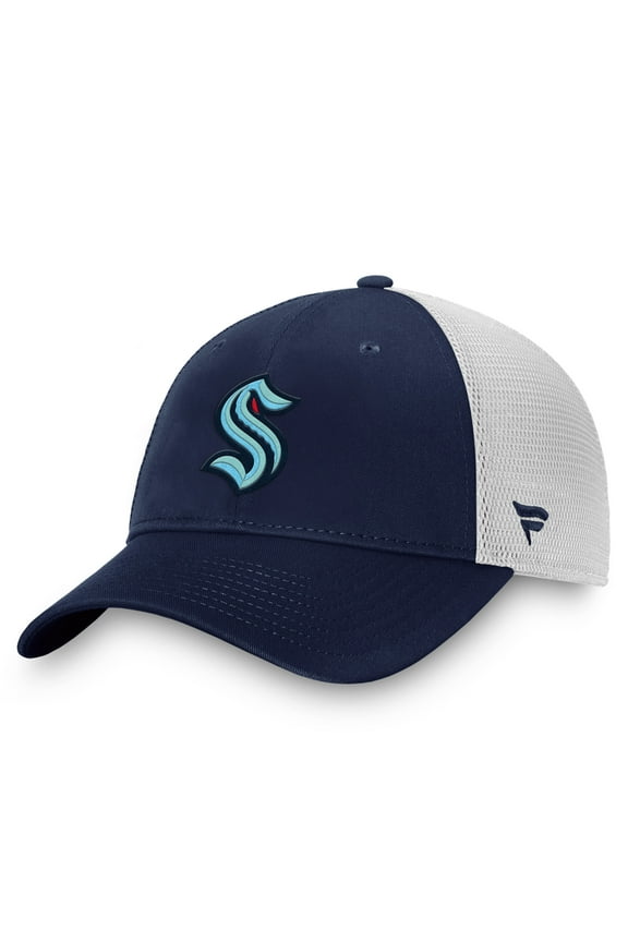 Men's Fanatics Deep Sea Blue/White Seattle Kraken Core Primary Logo Trucker Adjustable Hat