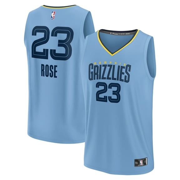 Men's Fanatics Derrick Rose Light Blue Memphis Grizzlies Fast Break Player Jersey - Statement Edition