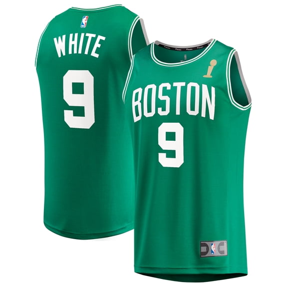 Men's Fanatics Derrick White Kelly Green Boston Celtics 2024 NBA Finals Champions Fast Break Replica Player Jersey -