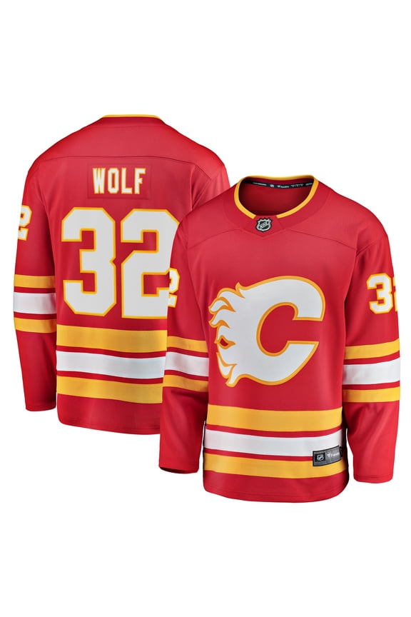 Men's Fanatics Dustin Wolf Red Calgary Flames Home Breakaway Jersey