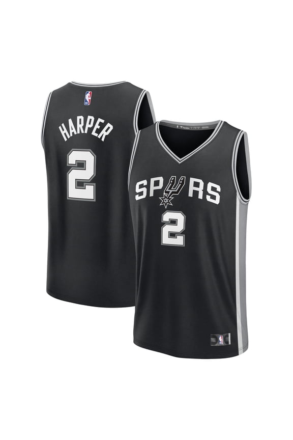 Men's Fanatics Dylan Harper Black San Antonio Spurs 2025 NBA Draft First Round Pick Fast Break Replica Jersey - Icon