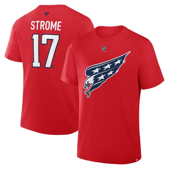 Men's Fanatics Dylan Strome Red Washington Capitals Authentic Stack Name & Number T-Shirt