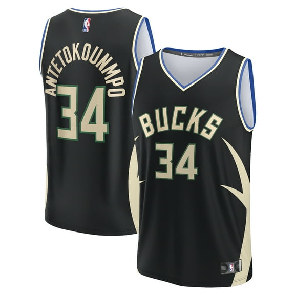 Men's Fanatics Giannis Antetokounmpo Black Milwaukee Bucks Fast Break Replica Player Jersey - Statement Edition