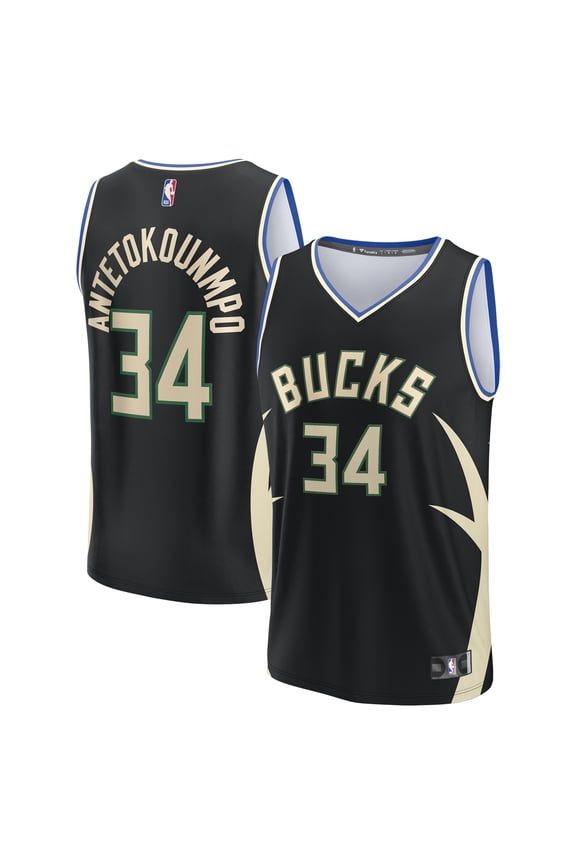 Men's Fanatics Giannis Antetokounmpo Black Milwaukee Bucks Fast Break Replica Player Jersey - Statement Edition