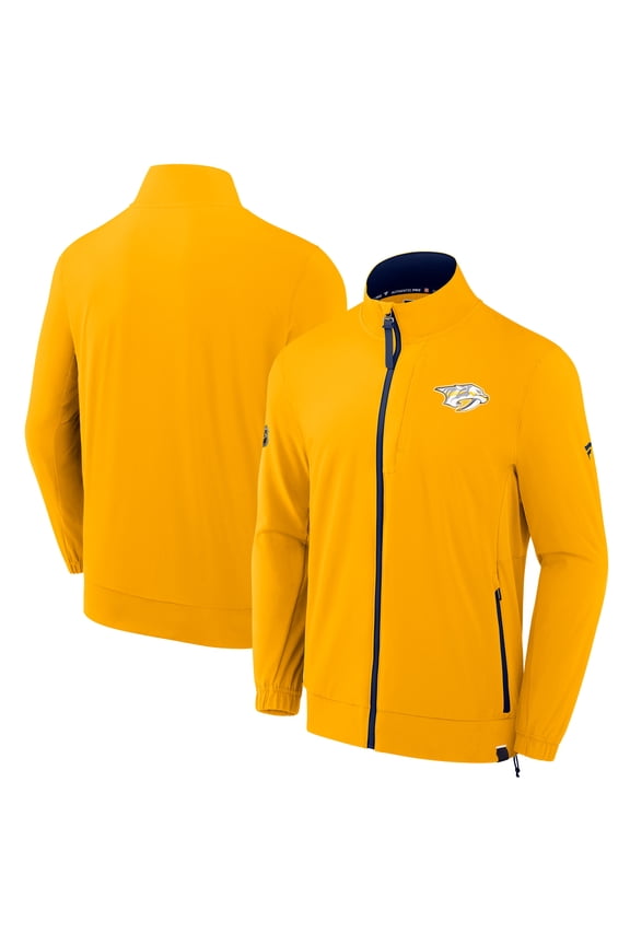 Men's Fanatics Gold Nashville Predators Authentic Pro Rink Coaches Full-Zip Jacket