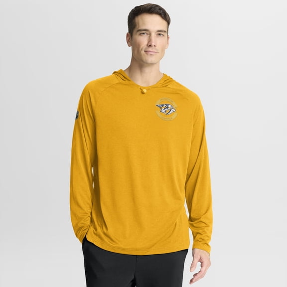 Men's Fanatics Gold Nashville Predators Authentic Pro Rink Raglan Hoodie