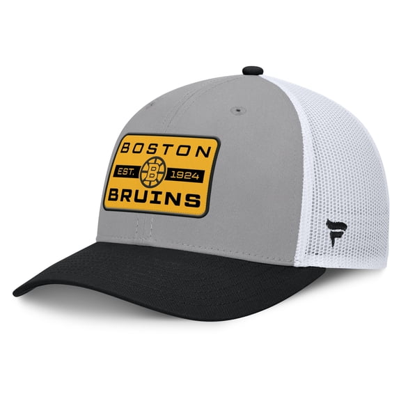 Men's Fanatics Gray/Black Boston Bruins Fundamental Adapt Trucker Adjustable Hat