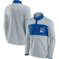thumbnail image 1 of Men's Fanatics Gray/Blue New York Rangers Hockey Polar Fleece Quarter-Snap Jacket, 1 of 3
