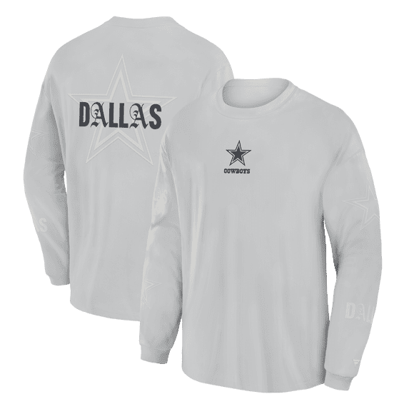 Men's Fanatics Gray Dallas Cowboys Oversized Type Play Long Sleeve T-Shirt