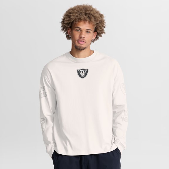 Men's Fanatics Gray Las Vegas Raiders Oversized Type Play Long Sleeve T-Shirt