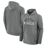 Men's Fanatics Gray Los Angeles Kings 2025 Stanley Cup Playoffs Authentic Pro Rink Fly Fleece Pullover Hoodie