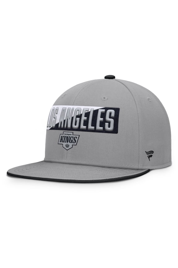 Men's Fanatics Gray Los Angeles Kings Fundamentals Duo Split Logo Snapback Hat