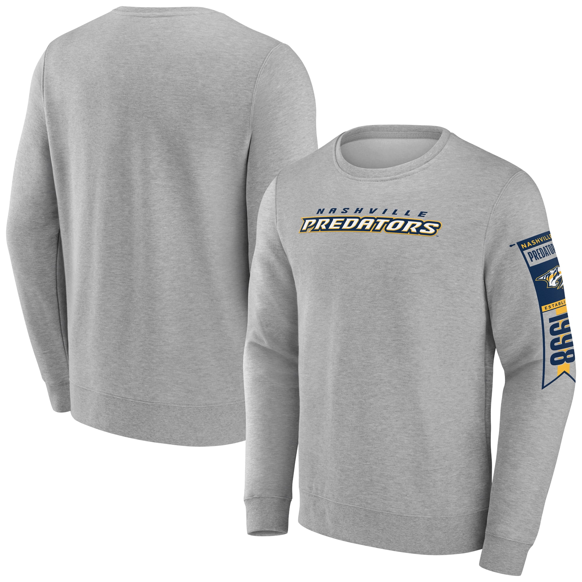 Men's Fanatics Gray Nashville Predators Fleece Pullover Sweatshirt