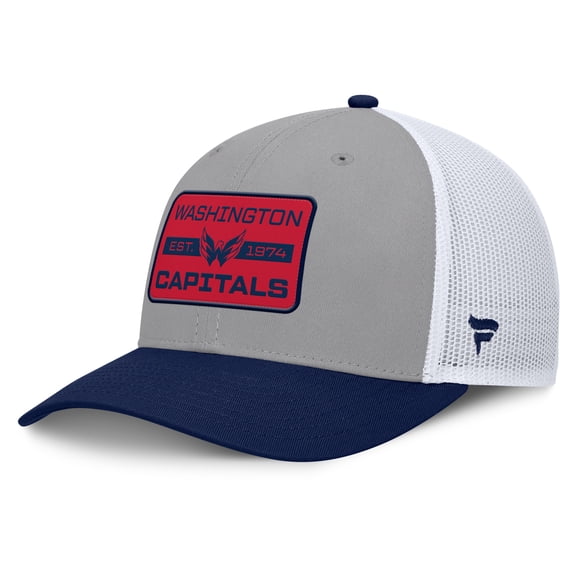 Men's Fanatics Gray/Navy Washington Capitals Fundamental Adapt Trucker Adjustable Hat