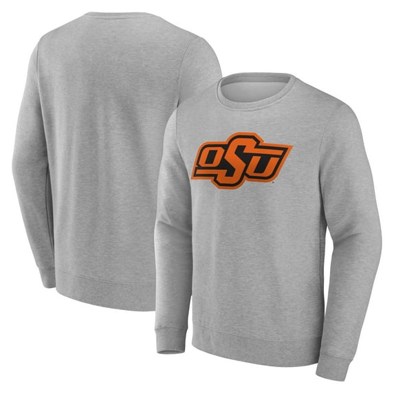 Men's Fanatics Heather Gray Oklahoma State Cowboys Applique Fleece Pullover Sweatshirt