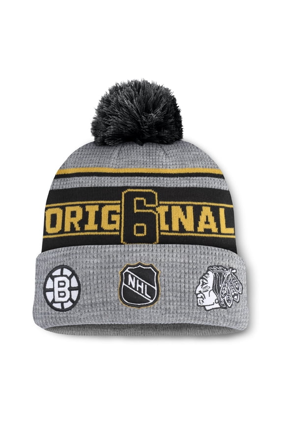 Men's Fanatics Gray Original 6 Lumberjack Cuffed Knit Hat with Pom