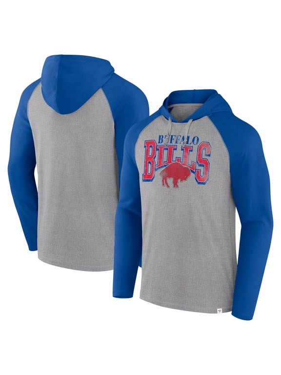 Men's Fanatics Gray/Royal Buffalo Bills Under Center Long Sleeve Hoodie T-Shirt