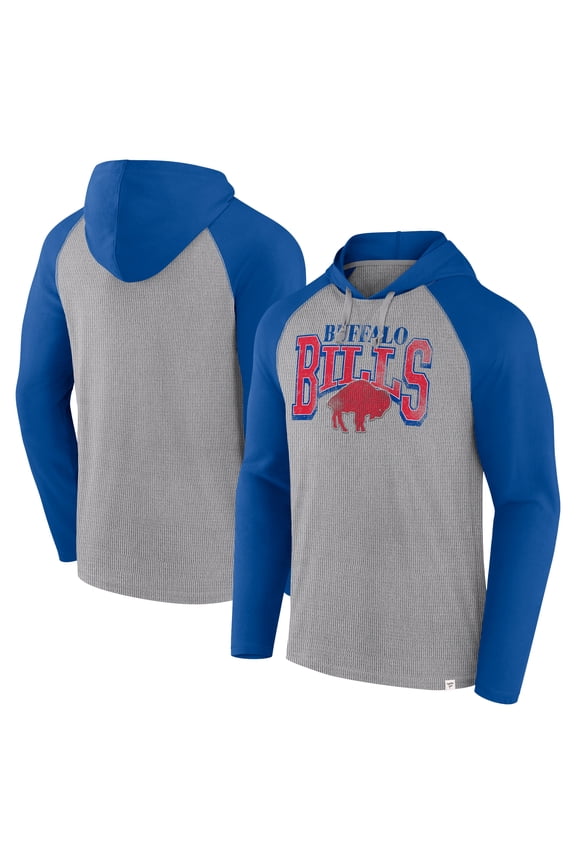 Men's Fanatics Gray/Royal Buffalo Bills Under Center Long Sleeve Hoodie T-Shirt
