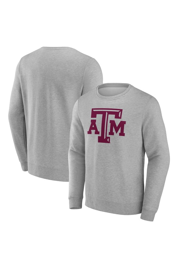 Men's Fanatics Heather Gray Texas A&M Aggies Applique Fleece Pullover Sweatshirt