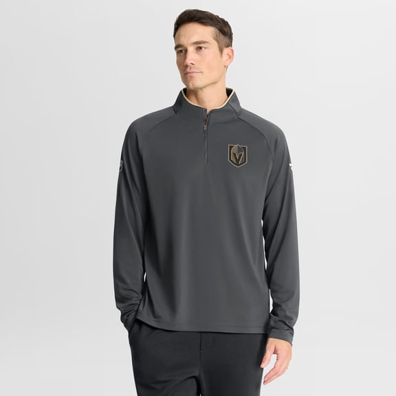Men's Fanatics Gray Vegas Golden Knights Authentic Pro Rink Training Quarter-Zip Pullover