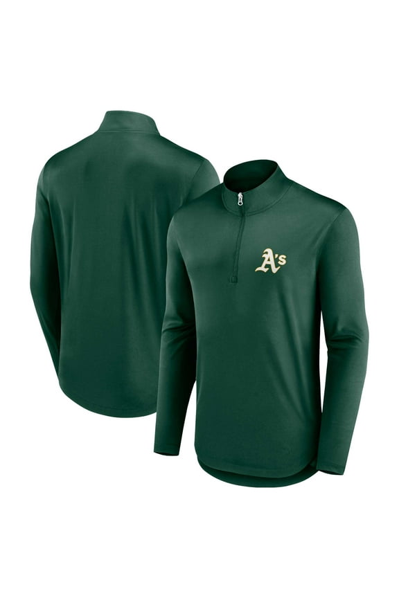 Men's Fanatics Green Athletics Quarterback Quarter-Zip Top