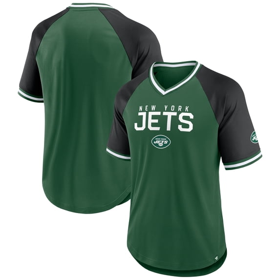 Men's Fanatics Green/Black New York Jets Hashmark Raglan-T-Shirt