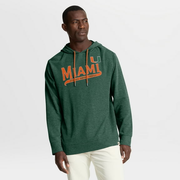 Men's Fanatics Green Miami Hurricanes Hometown Premium Huddle Up Long Sleeve Hoodie T-Shirt