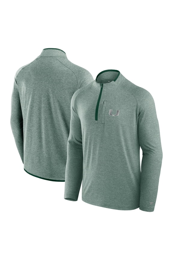 Men's Fanatics Green Miami Hurricanes Mock Neck Half-Zip Pullover Jacket