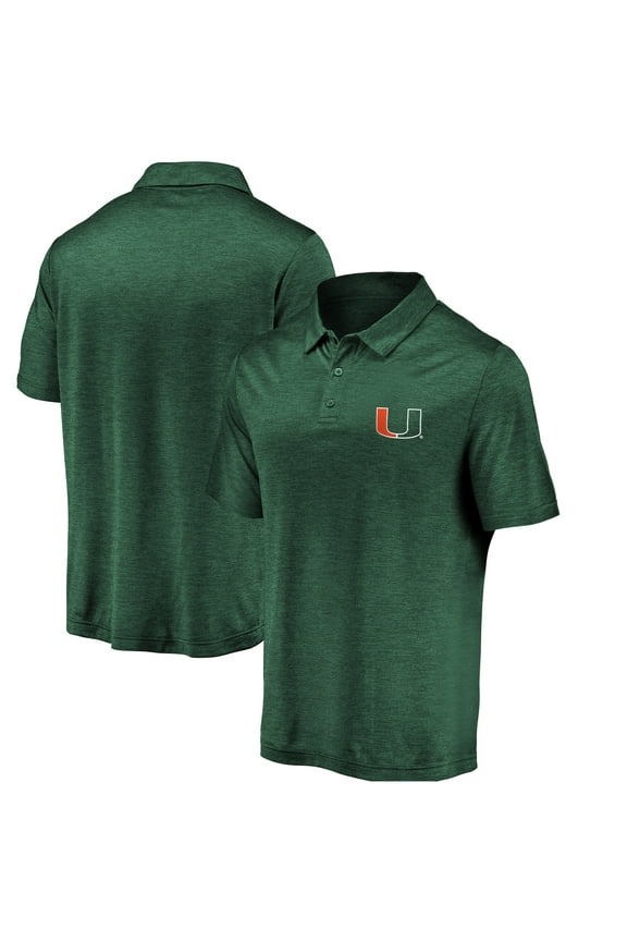 Men's Fanatics Green Miami Hurricanes Primary Logo Striated Polo