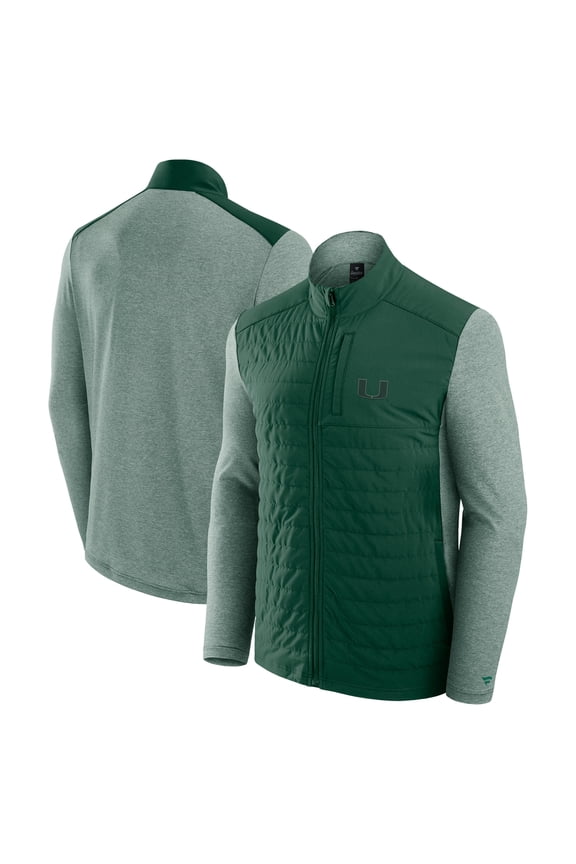 Men's Fanatics Green Miami Hurricanes Tonal Primary Logo Full-Zip Jacket