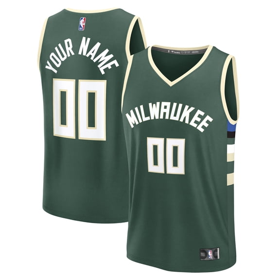 Men's Fanatics Green Milwaukee Bucks Fast Break Custom Jersey - Icon Edition