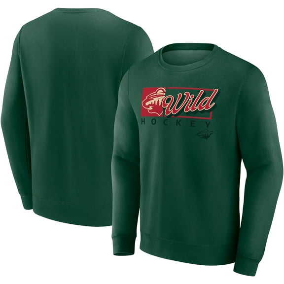Men's Fanatics Green Minnesota Wild Focus Fleece Pullover Sweatshirt