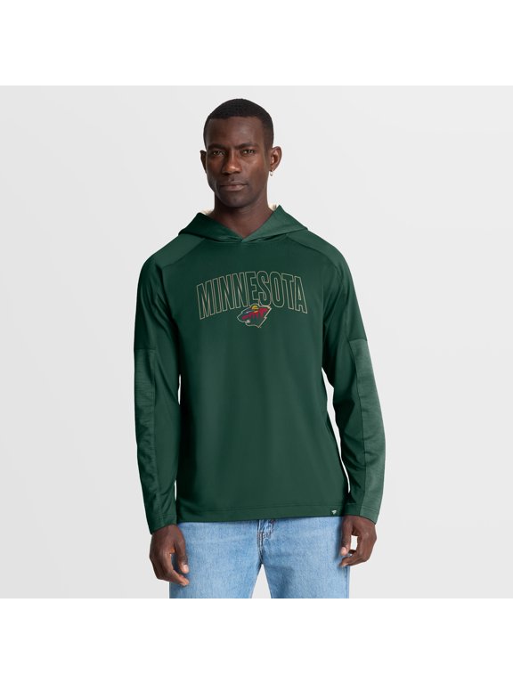 Men's Fanatics Green Minnesota Wild Penalty Shot Long Sleeve Hooded T-Shirt