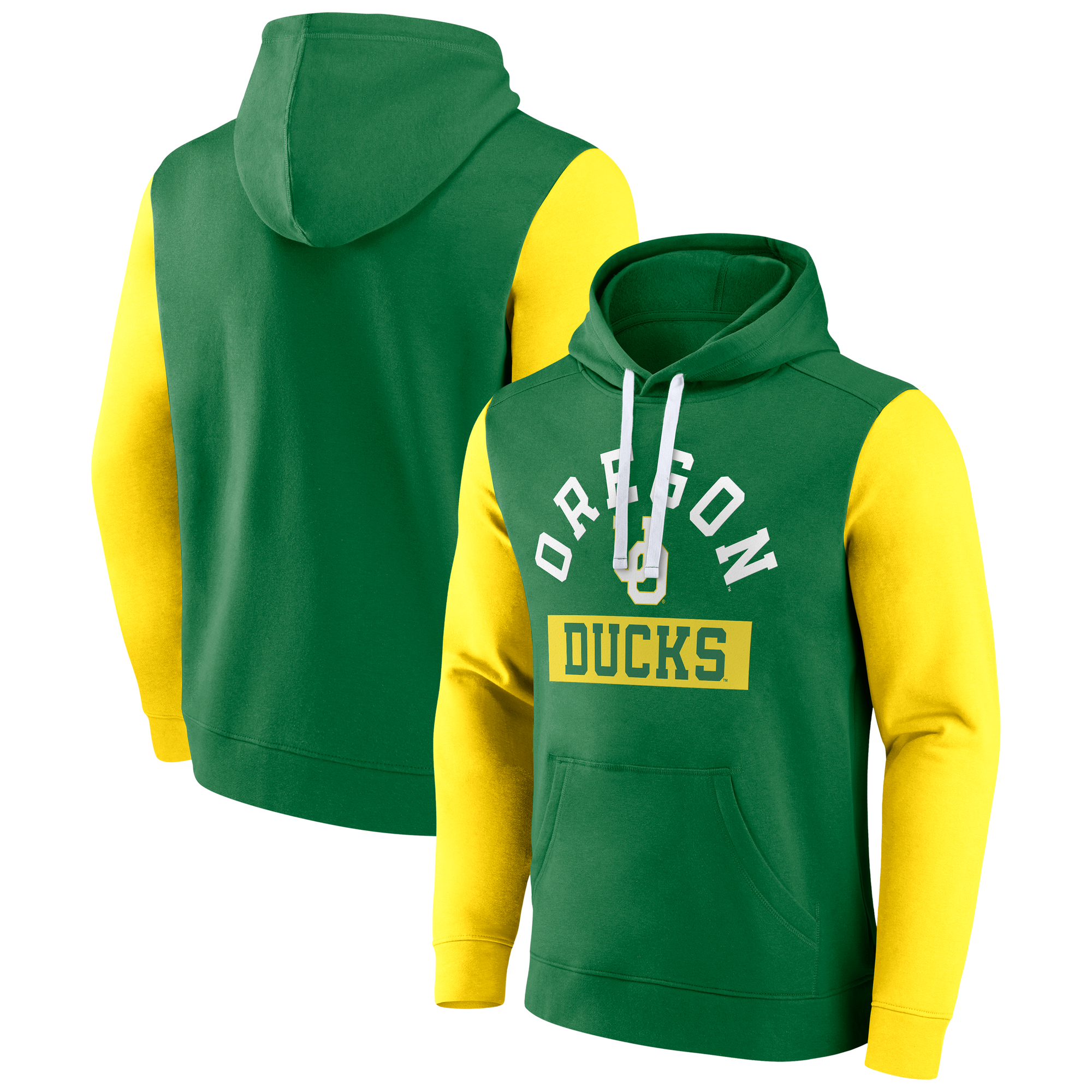 Men's Fanatics Green Oregon Ducks Extra Point Color-Block Pullover Hoodie