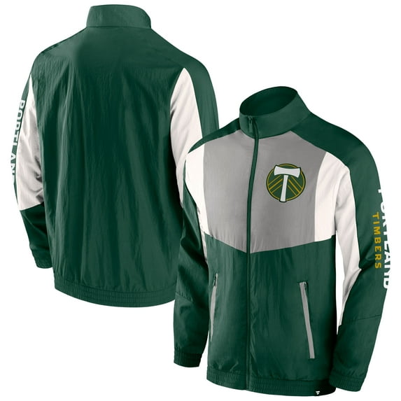 Men's Fanatics Green Portland Timbers Net Goal Raglan Full-Zip Track Jacket