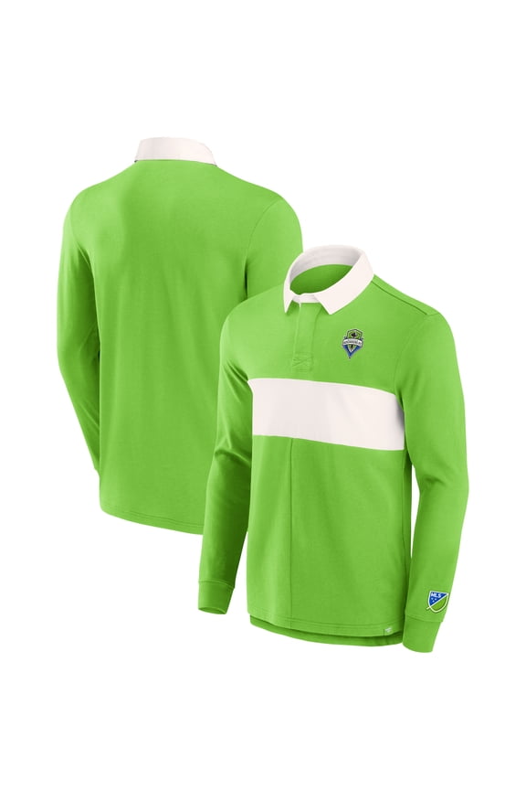 Men's Fanatics Green Seattle Sounders FC Penalty Kick Long Sleeve Polo