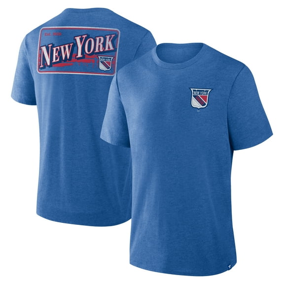 Men's Fanatics Heather Blue New York Rangers Fan Lanes Tri-Blend T-Shirt
