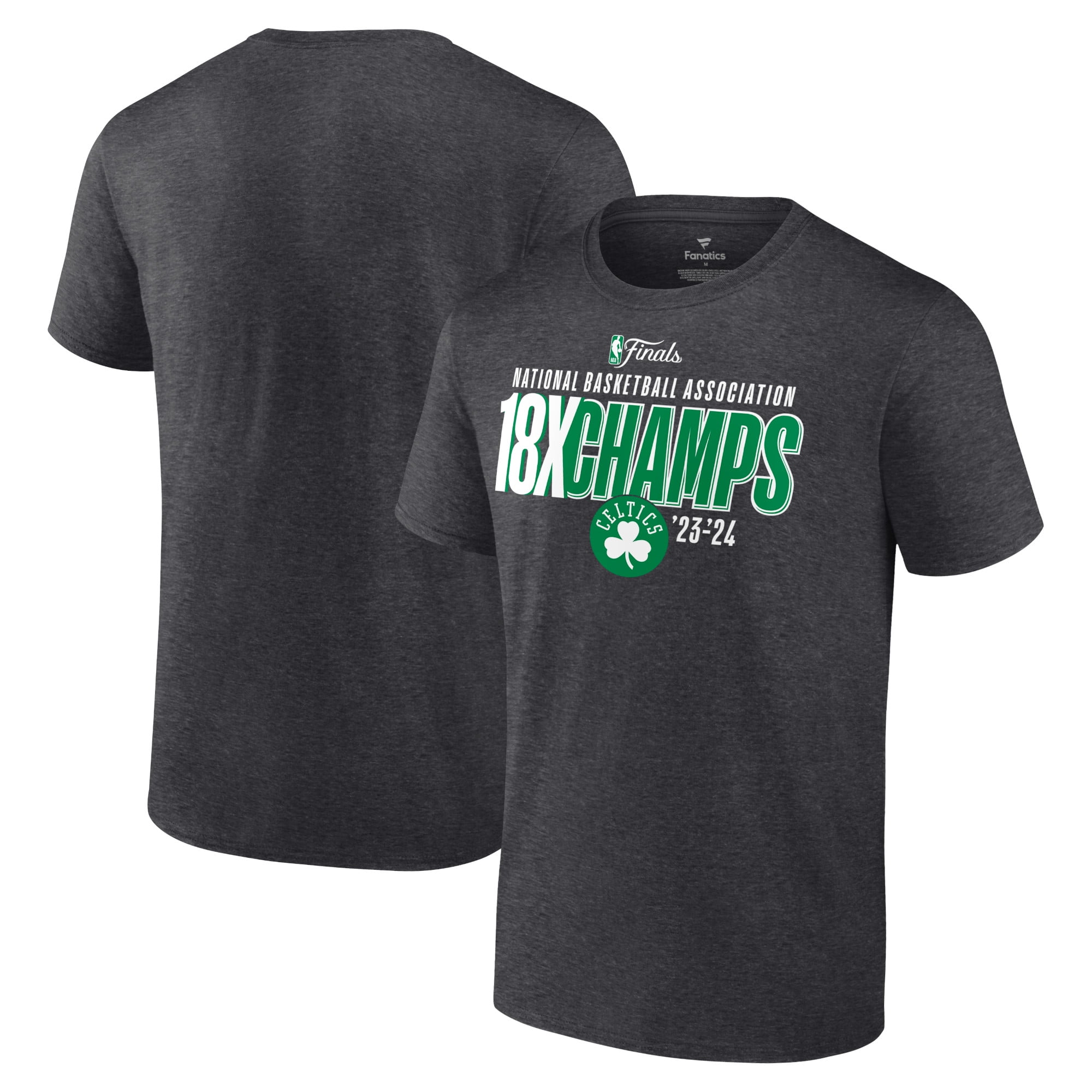 Men s Fanatics Heather Charcoal Boston Celtics 18 Time NBA Finals Champions Steal the Ball T Shirt Walmart