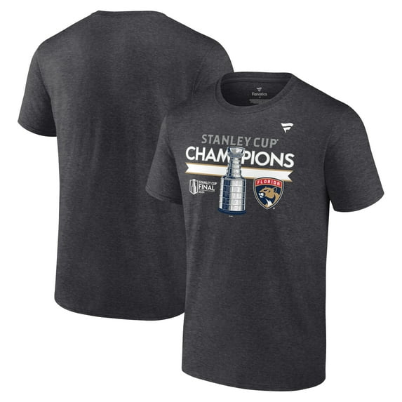 Men's Fanatics Heather Charcoal Florida Panthers 2024 Stanley Cup Champions Locker Room Big & Tall T-Shirt