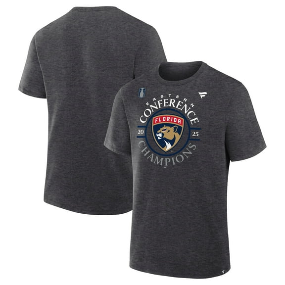 Men's Fanatics Heather Charcoal Florida Panthers 2025 Eastern Conference Champions Locker Room T-Shirt