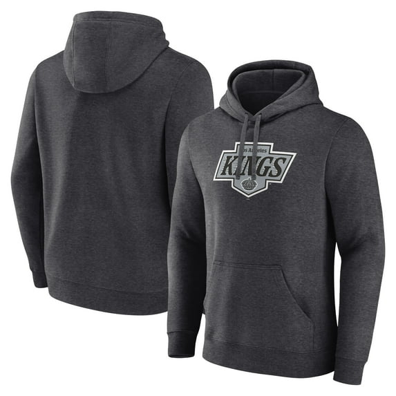Men's Fanatics Heather Charcoal Los Angeles Kings New Primary Logo Pullover Hoodie