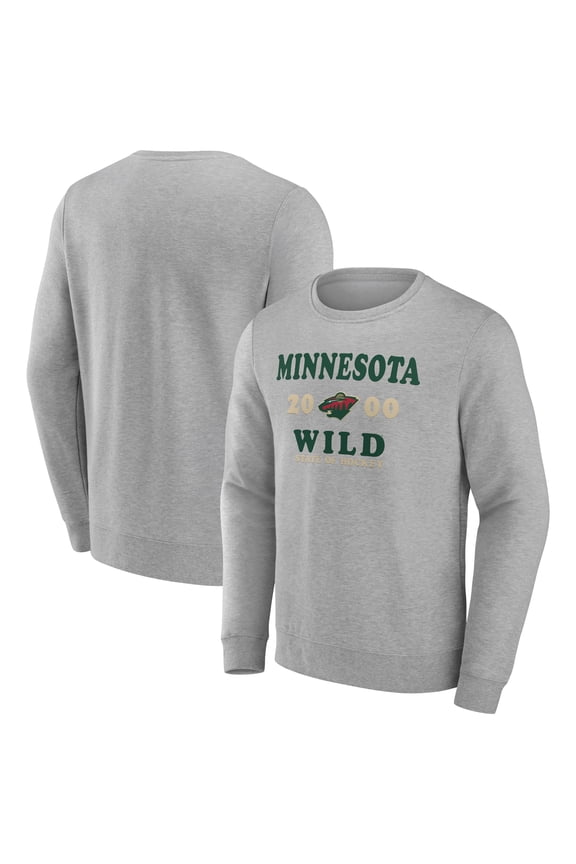 Men's Fanatics Heather Charcoal Minnesota Wild Fierce Competitor Pullover Sweatshirt