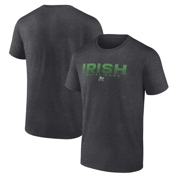 Men's Fanatics Heather Charcoal Notre Dame Fighting Irish Iconic Battle Scars T-Shirt